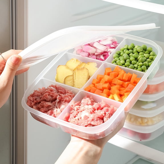 Veggie Tray with Lid for Fridge Organizer Bins Divided Snack Box Container with 5/6 Compartments for Party Serving Platter, Fruit Tray, Snack Storage, Reusable Meal Prep Container, 1Pc