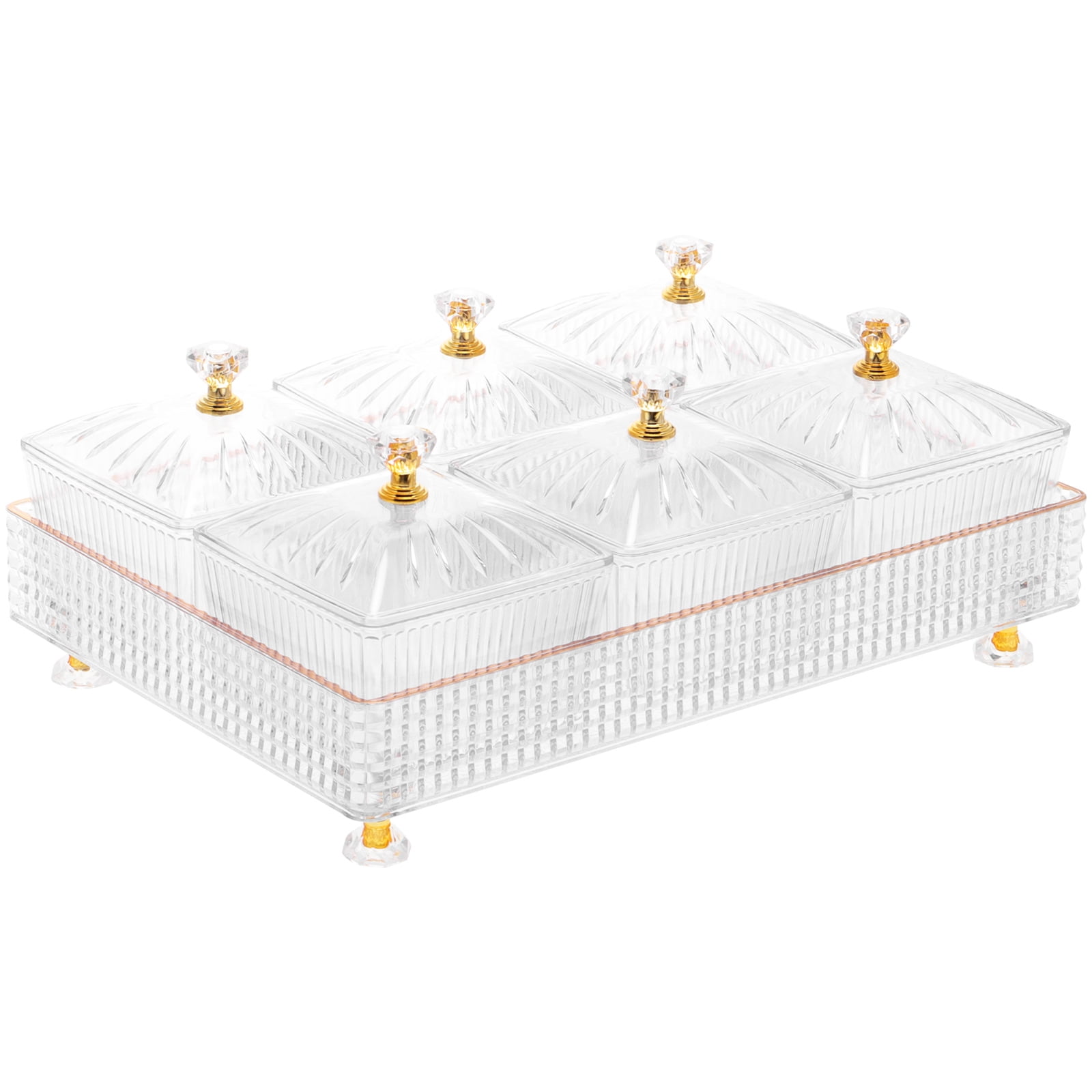 FELTECHELECTR Relish Tray With Lid Snack Plates with Cover 1 Set 10.8X7.3X4.3in
