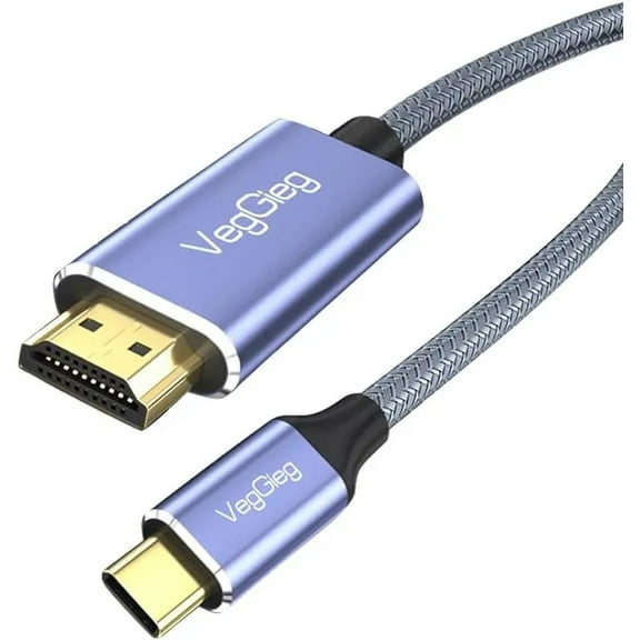 Veggieg V-Z625 6.6 ft. 4K USB-C to HDMI Cable for iPhone 15 Series, MacBook, iMac, iPad Pro, Galaxy, Surface, Dell & HP