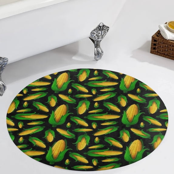 Veggiephile Corn Round Carpet Circle Rug Outdoor Patio Area Rug Washable Large Area Rugs Hallway Room Decor Fitness Mats