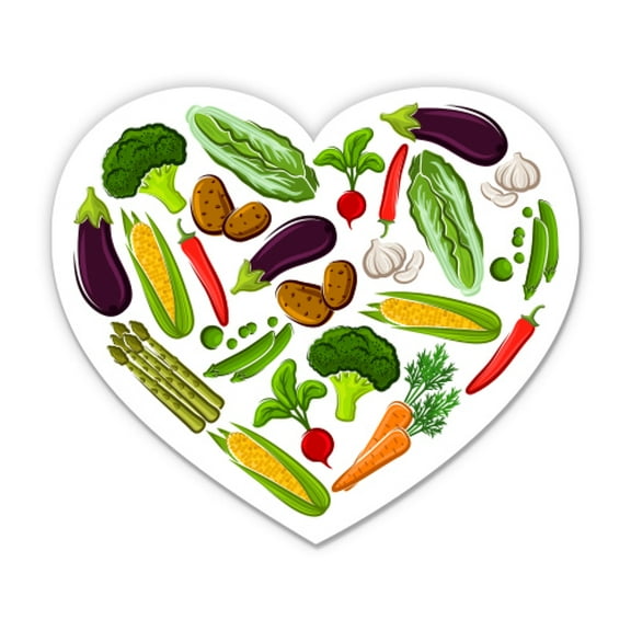 Veggies Heart Healthy Eating - 3" Vinyl Sticker - For Car Laptop Water Bottle Phone - Waterproof Decal