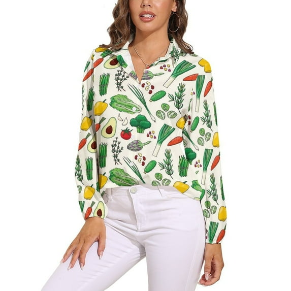 Veggies Long Sleeve Blouse Woman Streetwear Casual Shirts Summer Oversize Woman Streetwear Clothing Birthday Present