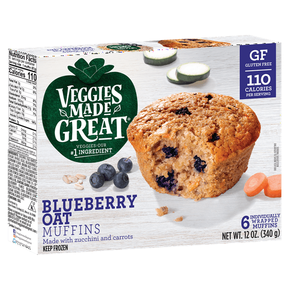 Veggies Made Great Blueberry Oat Muffin, 12oz, 6ct Box (Frozen)