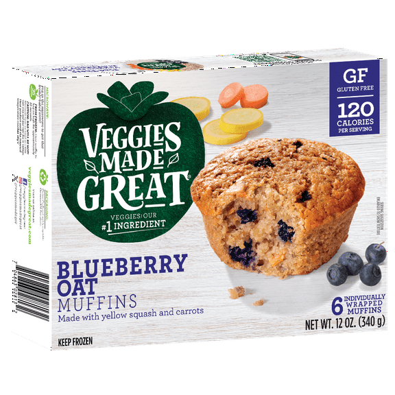 Veggies Made Great Blueberry Oat Muffin, 12oz, 6ct Box (Frozen)