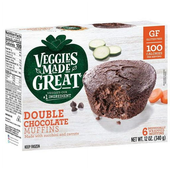 Veggies Made Great Double Chocolate Muffin, 12oz, 6ct Box (Frozen)