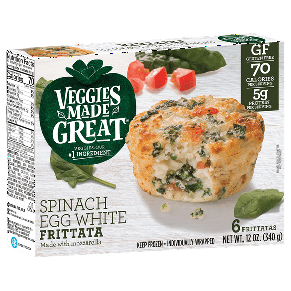 Veggies Made Great Spinach Egg White Frittata, 12oz, 6ct Box (Frozen)