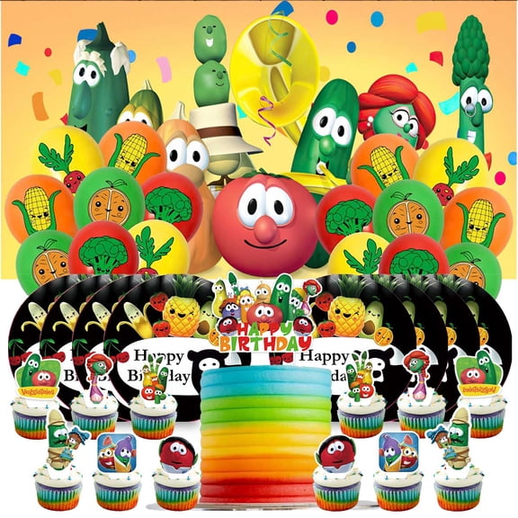 Veggietales Birthday Party Supplies Balloons Paper Plates Decoration Cake Topper Decor Tableware Banner Backdrop