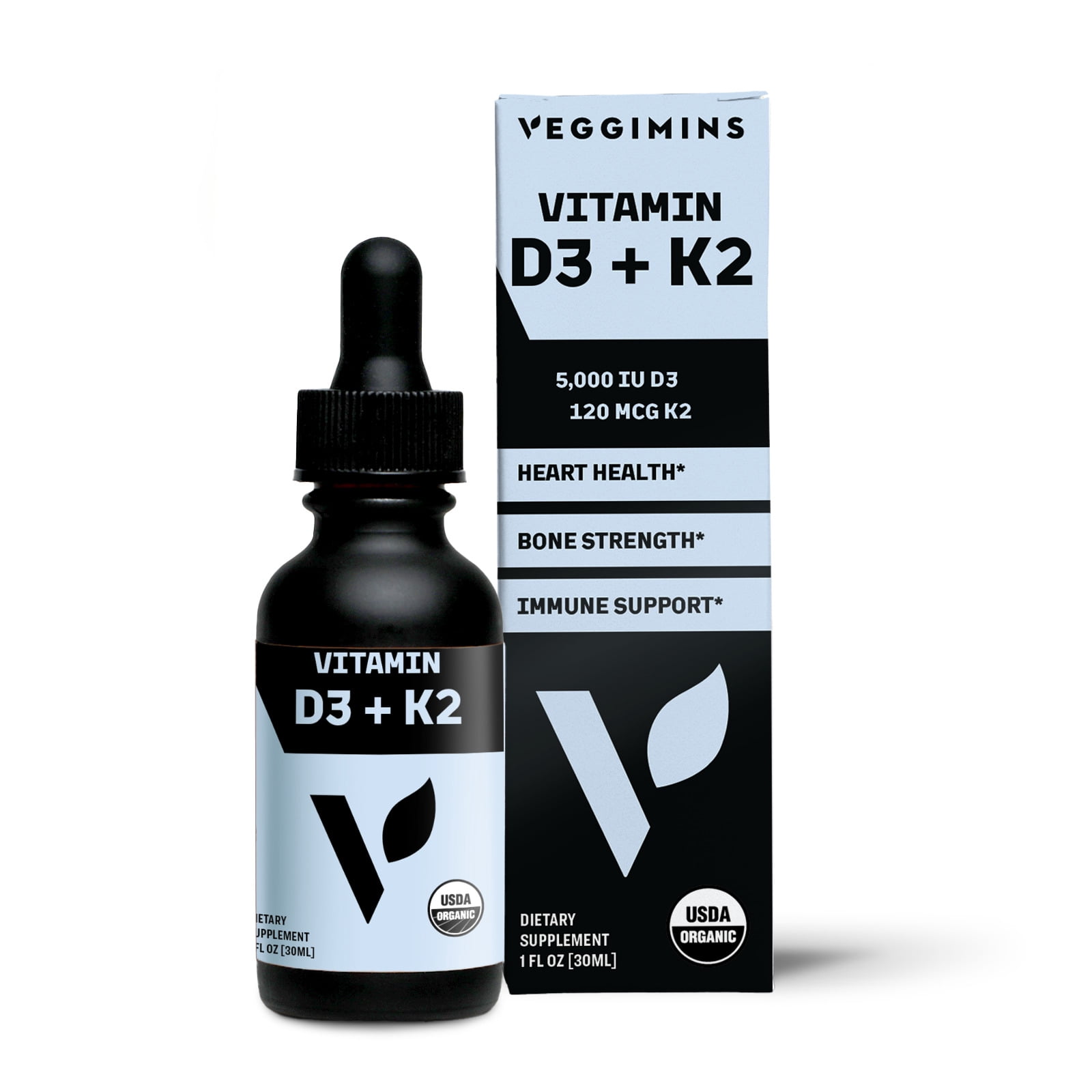Veggimins Organic Vitamin D3 + K2, 1oz
