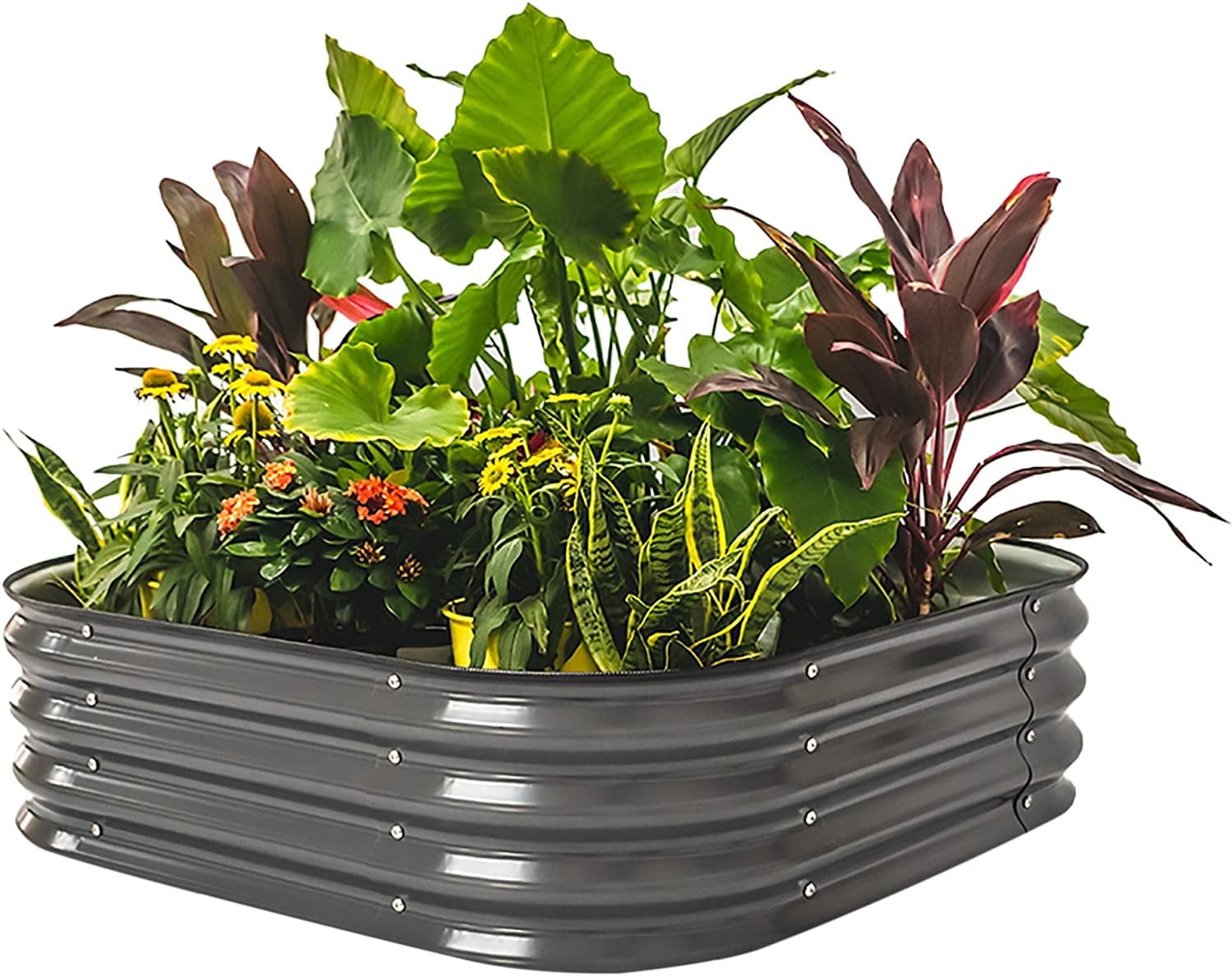 Modern Gray 11" Tall Modular Metal Outdoor Raised Garden Bed