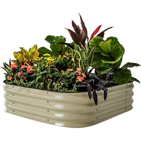 Vego Garden 11" Tall 4 in 1 Modular Metal Raised Gardening Beds Kit Metal Planter Box Pearl White