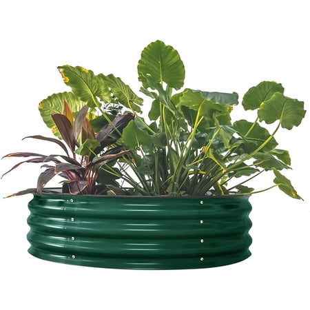 Vego Garden 11" Tall 42" Round Raised Garden Bed Metal Raised Bed Planter Box British Green