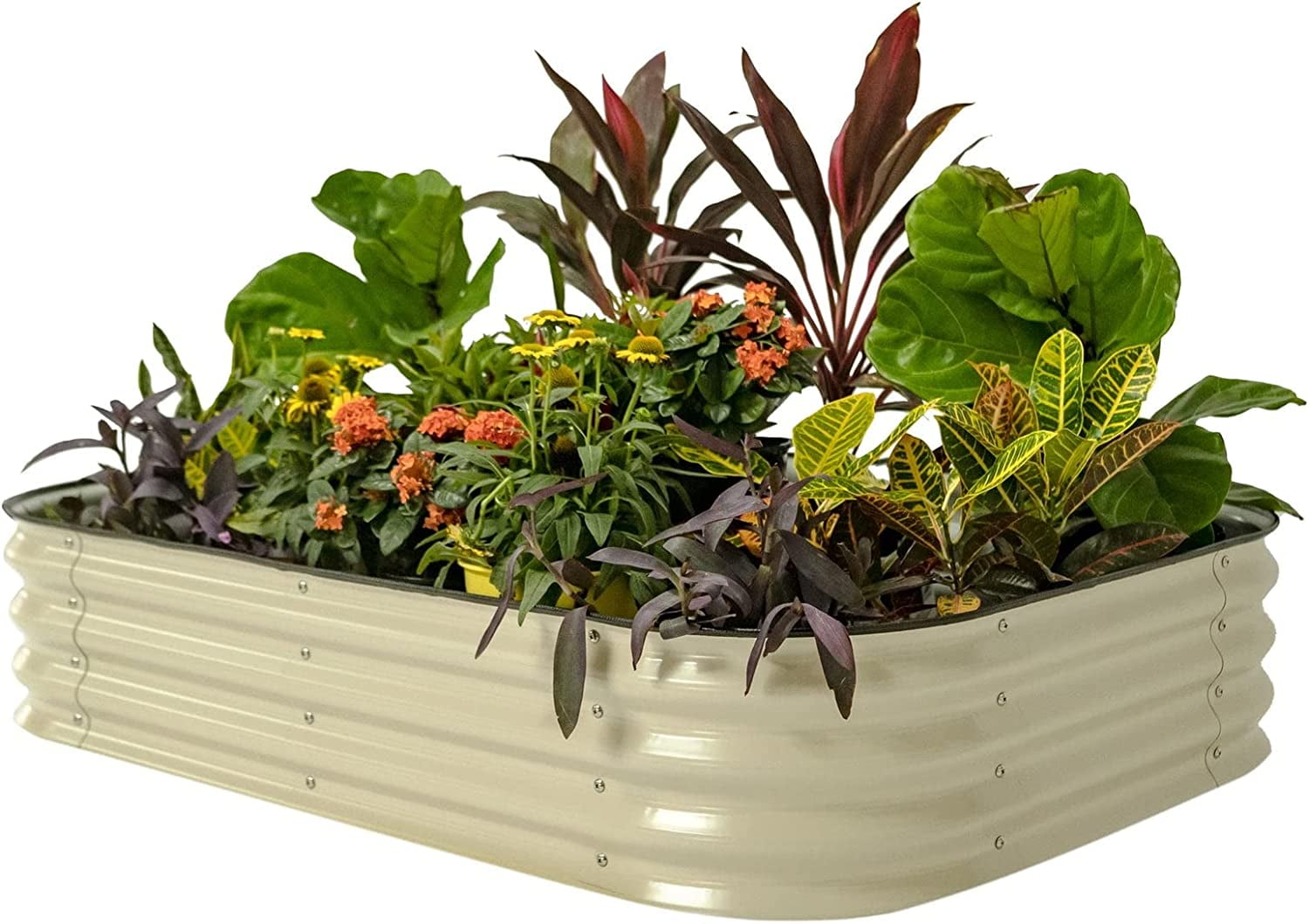 Pearl White 11" Tall Modular Metal Outdoor Raised Garden Bed