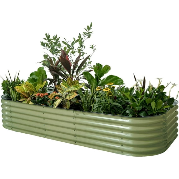 Vego Garden 17" 10 in 1 9.5 ftx2.5 ft / 8 ft x 4 ft Modular Metal Raised Gardening Bed Olive Green