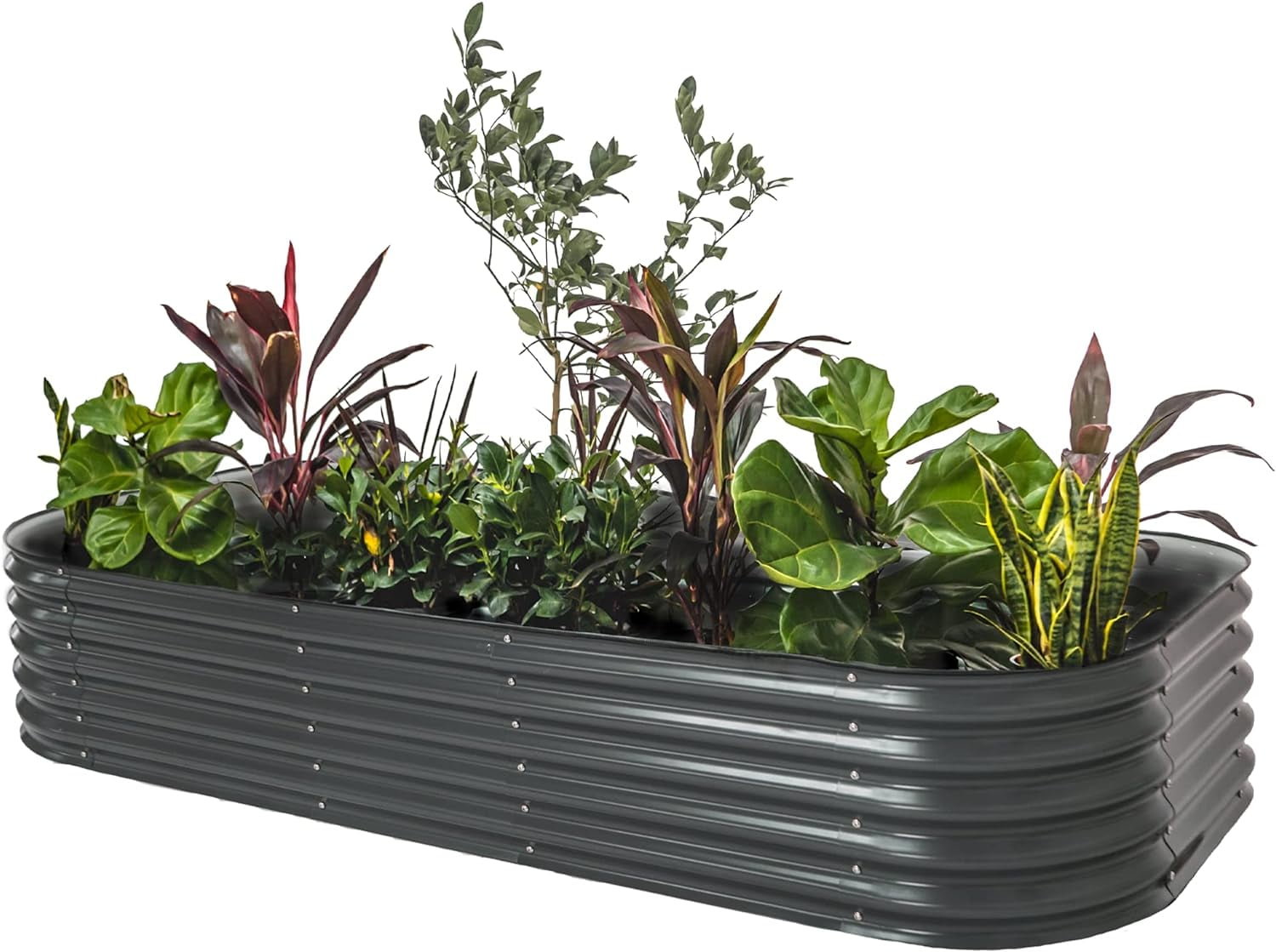 17" Tall Modern Gray Modular Metal Outdoor Raised Garden Bed