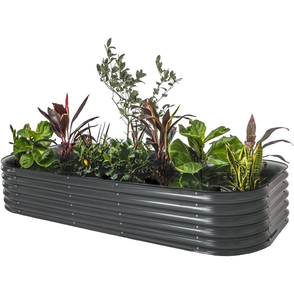 Vego Garden 17" Tall 10 in 1 Raised Gardening Bed Modular Metal Outdoor Planter Modern Gray