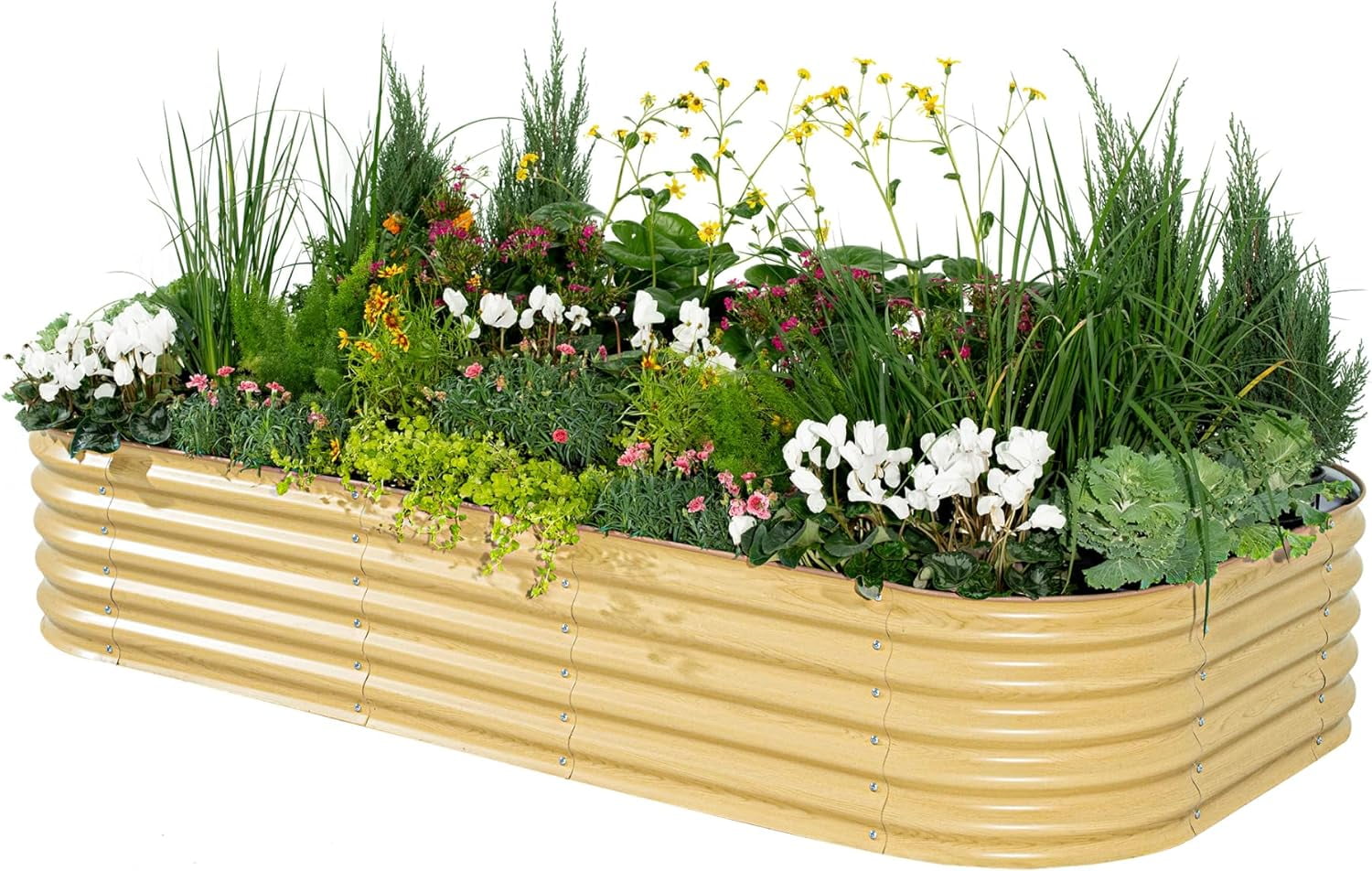 Sunlit Oak 17" Tall Modular Metal Outdoor Raised Garden Bed