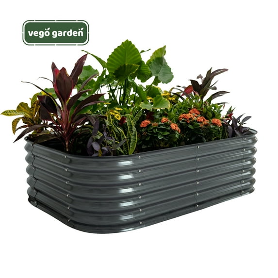 Vego Garden 17" Tall 3.5ft x 5ft Raised Gardening Bed Metal Outdoor Planter Modern Gray