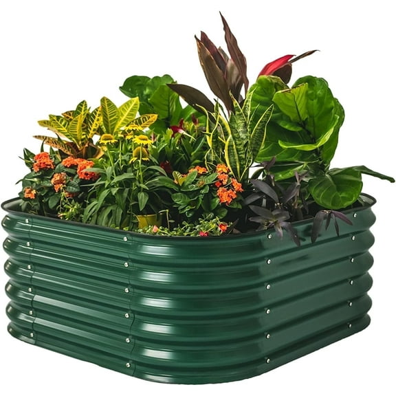 Vego Garden 17" Tall 4 in 1 Modular Metal Raised Gardening Beds Kit Metal Planter Box British Green
