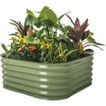 thumbnail image 1 of Vego Garden 17" Tall 4 in 1 Modular Metal Raised Gardening Beds Kit Metal Planter Box Olive Green, 1 of 10