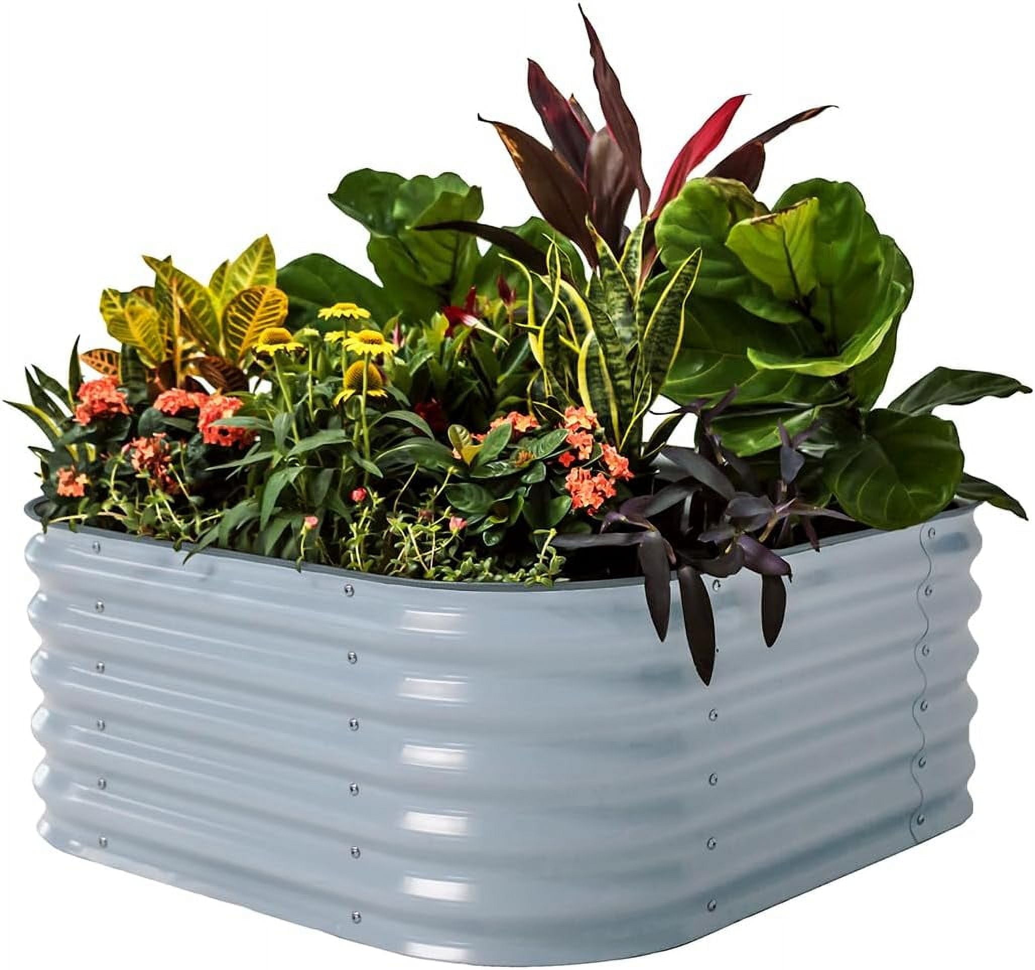 17" Tall Sky Blue Modular Metal Raised Garden Bed