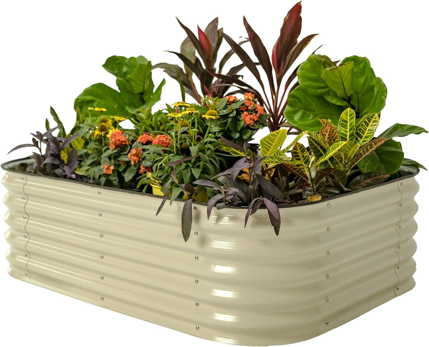 Pearl White 17" Tall Modular Metal Outdoor Raised Garden Bed