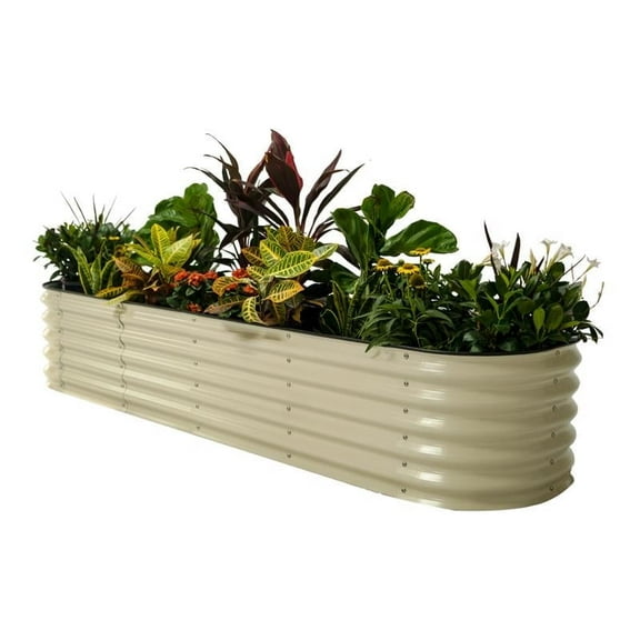 Vego Garden 17" Tall 9 in 1 Raised Gardening Bed 8ftx2ft Metal Outdoor Planter Pearl White