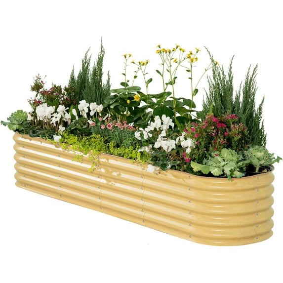 Vego Garden 17" Tall 9 in 1 Raised Gardening Bed 8ftx2ft Metal Outdoor Planter Sunlit Oak