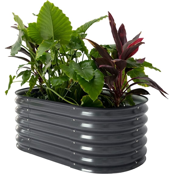 Vego Garden 17" Tall Kids First Raised Gardening Bed 42" x 24" Metal Raised Planter Box Modern Gray