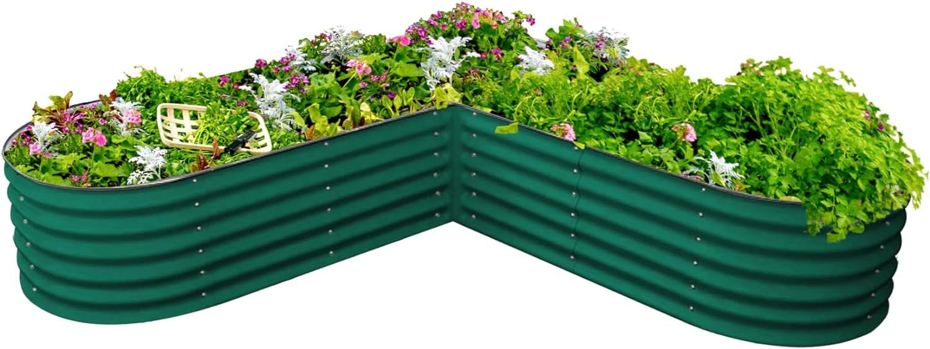 British Green 17" Tall L-Shaped Metal Outdoor Raised Garden Bed