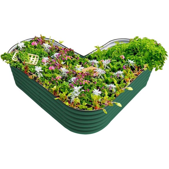 Vego Garden 17" Tall L-Shape Raised Garden Bed Metal Planter Box for Vegetables Flowers Standard Size