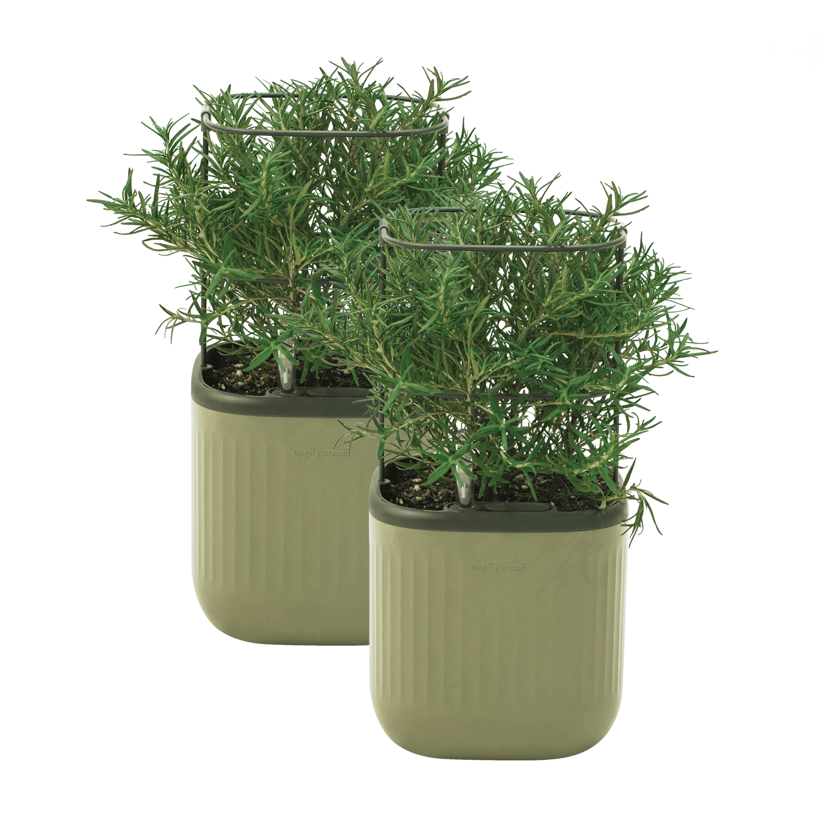 Sage Green Recycled Plastic Self-Watering Planter Pots with Trellis, 2 Pack