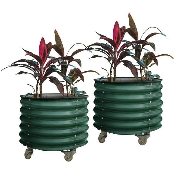 Vego Garden 2 x 2 ft Self-Watering Rolling Planter Raised Garden Bed Kits, Twin Pack-British Green