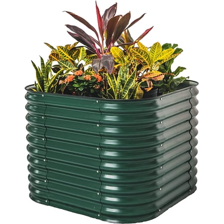 Vego Garden 32" Extra Tall 4 in 1 3.5ft x 3.5ft Modular Metal Oval Raised Garden Bed British Green