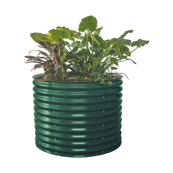 Vego Garden 32" Extra Tall 42" Wide Round Metal Raised Garden Bed Kit-British Green