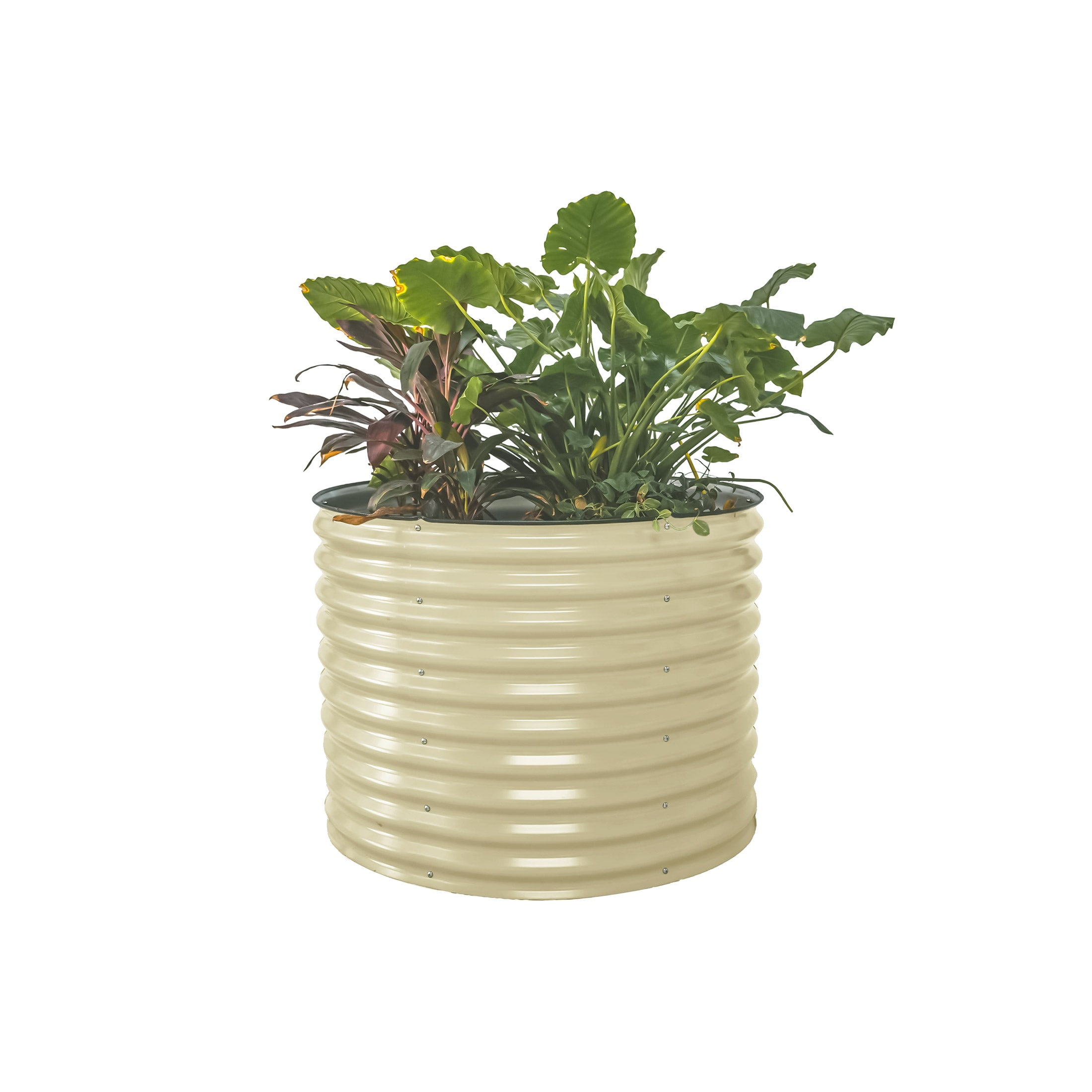 Pearl White Tall Round Metal Outdoor Raised Garden Bed