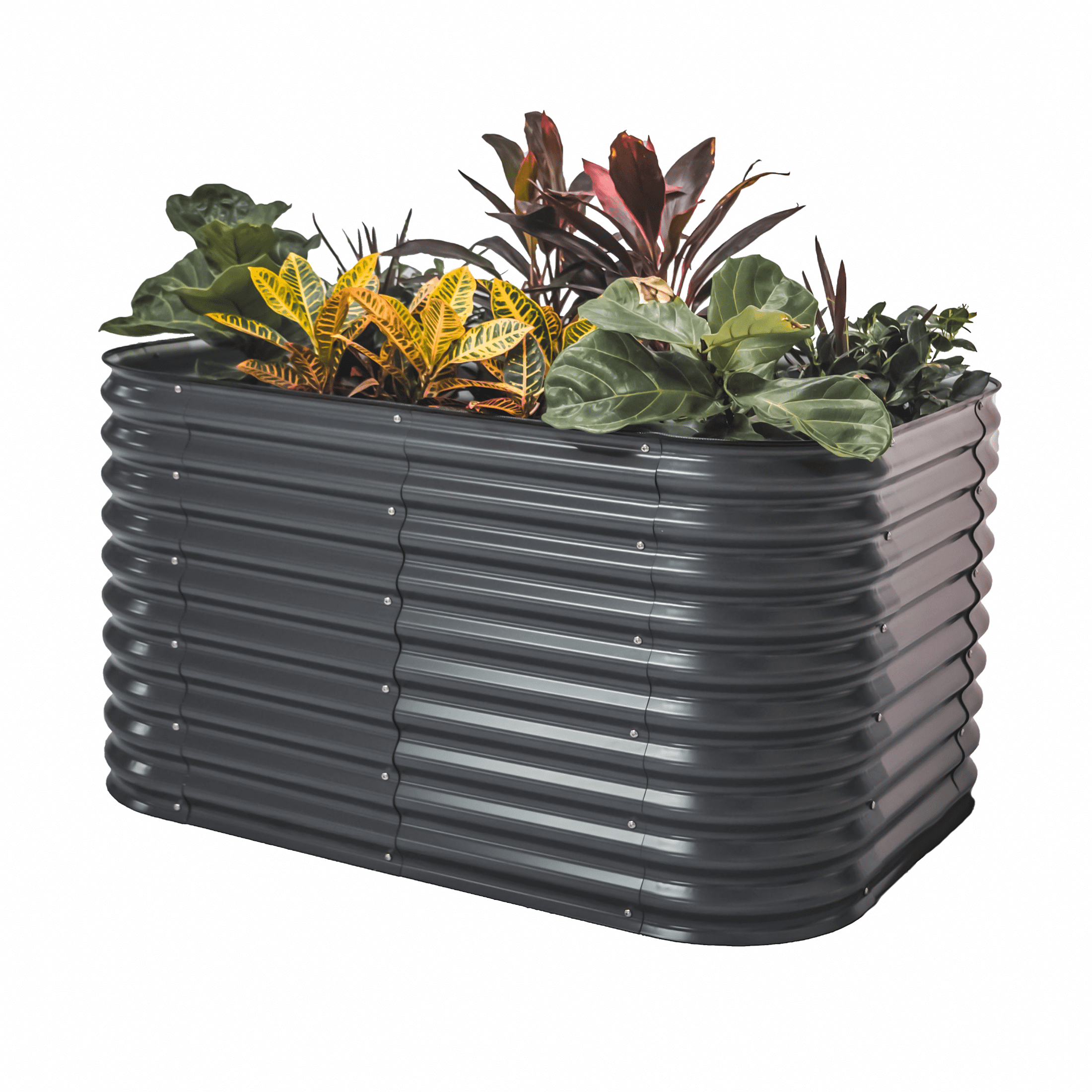 32" Tall Modern Gray Metal Modular Raised Garden Bed