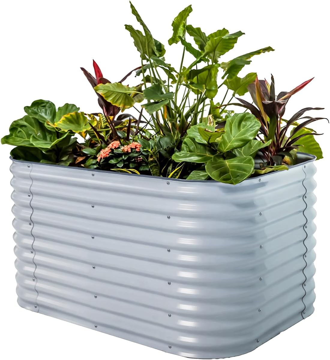 32" Tall Sky Blue Metal Modular Raised Garden Bed