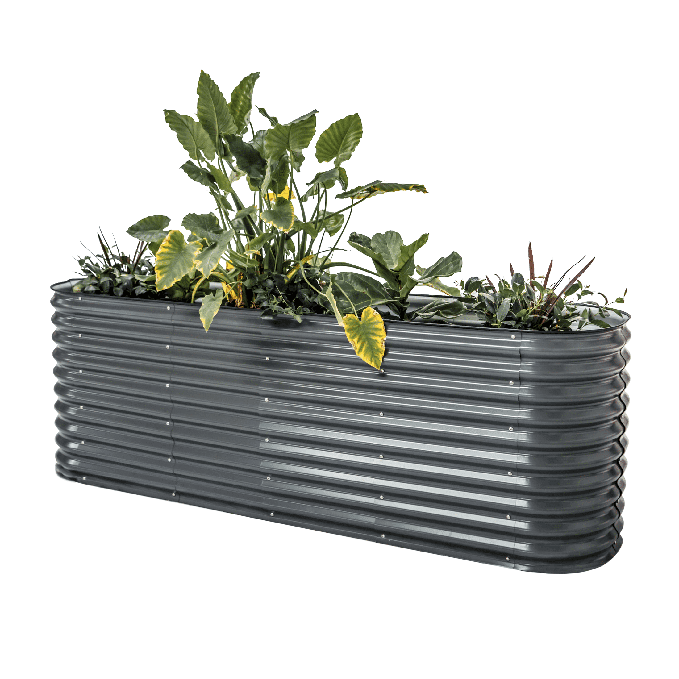 32" Tall Modern Gray Metal Modular Raised Garden Bed