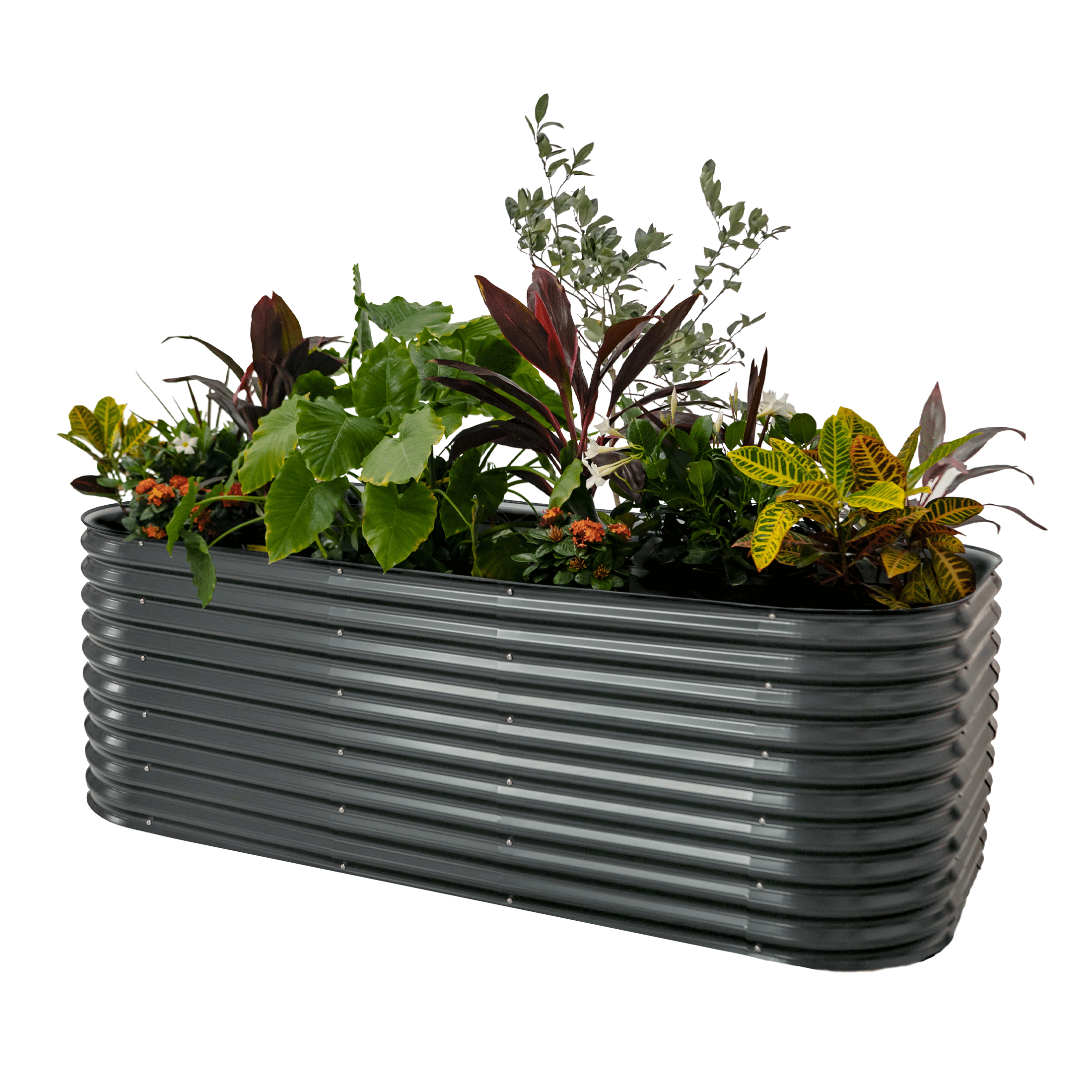 32" Extra Tall Modern Gray Metal Modular Raised Garden Bed