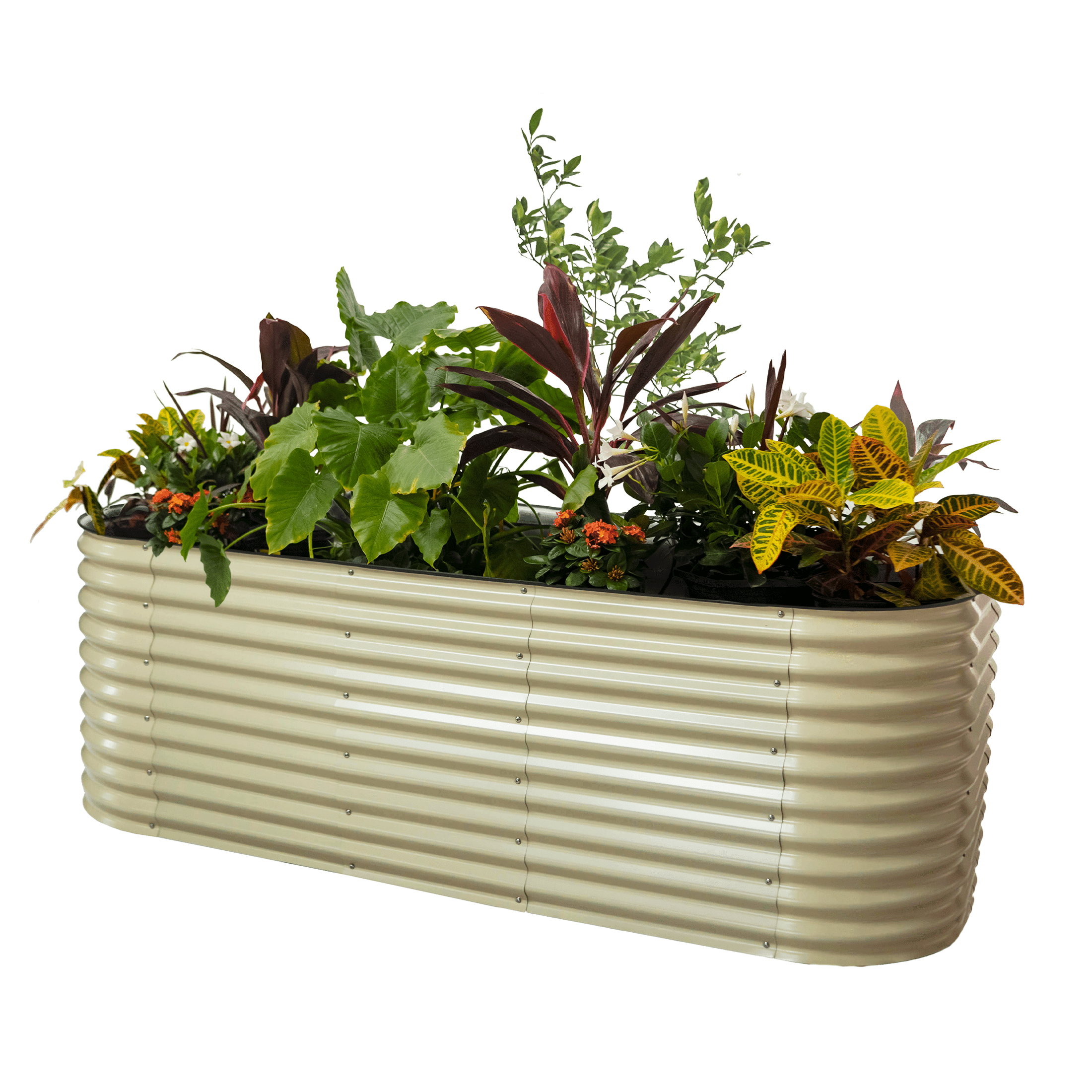 Pearl White 32" Tall Modular Metal Outdoor Raised Garden Bed