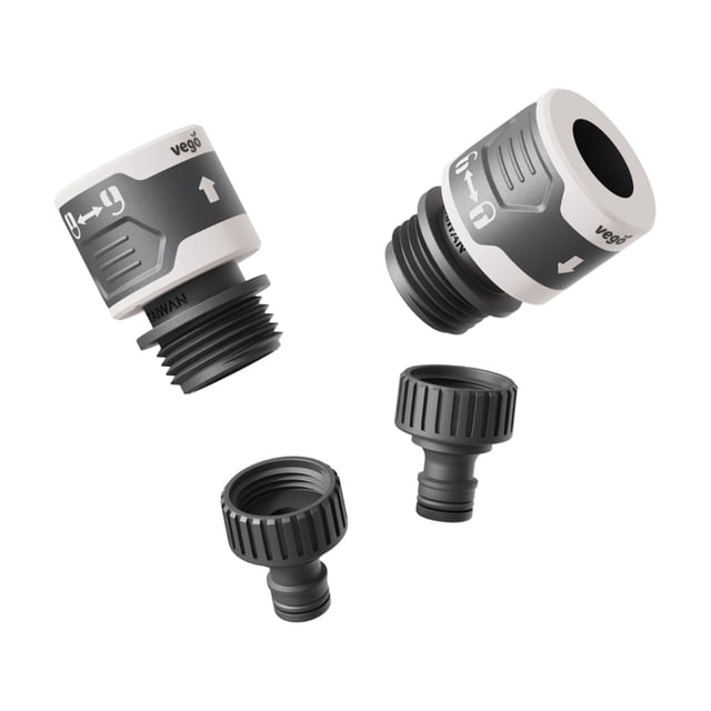 Quick Set Adapter Vego Garden 3/4 Hose Fitting Quick Connector Set with Water Stop & Lock ...