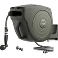 thumbnail image 1 of Vego Garden Hose Reel Retractable Hi-Flow x 100ft Wall Mounted Automatic Rewind, Any Length Lock with 9 Patterns Sprayer Nozzle, Quick Connector and Adjustable shot Nozzle-Seaweed Green, 1 of 12