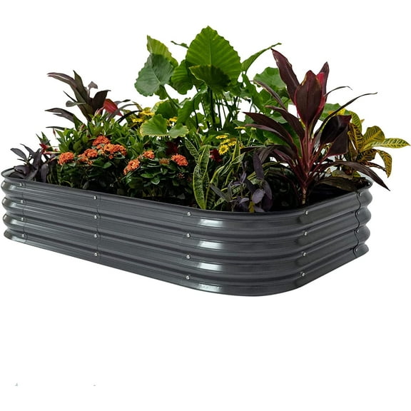 Vego Garden Raised Gardening Bed Kits 11" Tall 6 in 1 3.5ftx5ft Modular Metal Planter Modern Gray