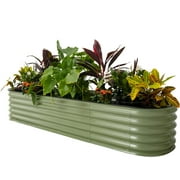 Vego Garden Raised Gardening Bed Kits 17" Tall 9 in 1 8ftx2ft Outdoor Metal Raised Planter Bed Olive Green