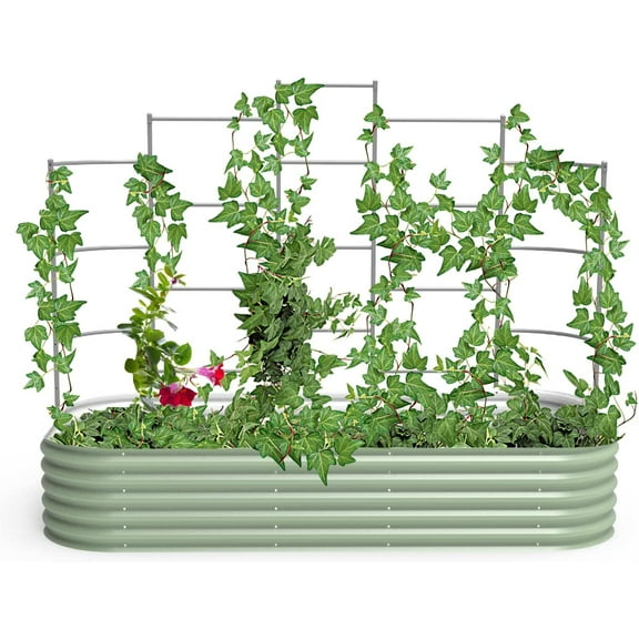 Vego garden Modular Wall Trellis System Five Section 8.0' Long for 4.0' x 8.0' (10 in 1) Garden Beds