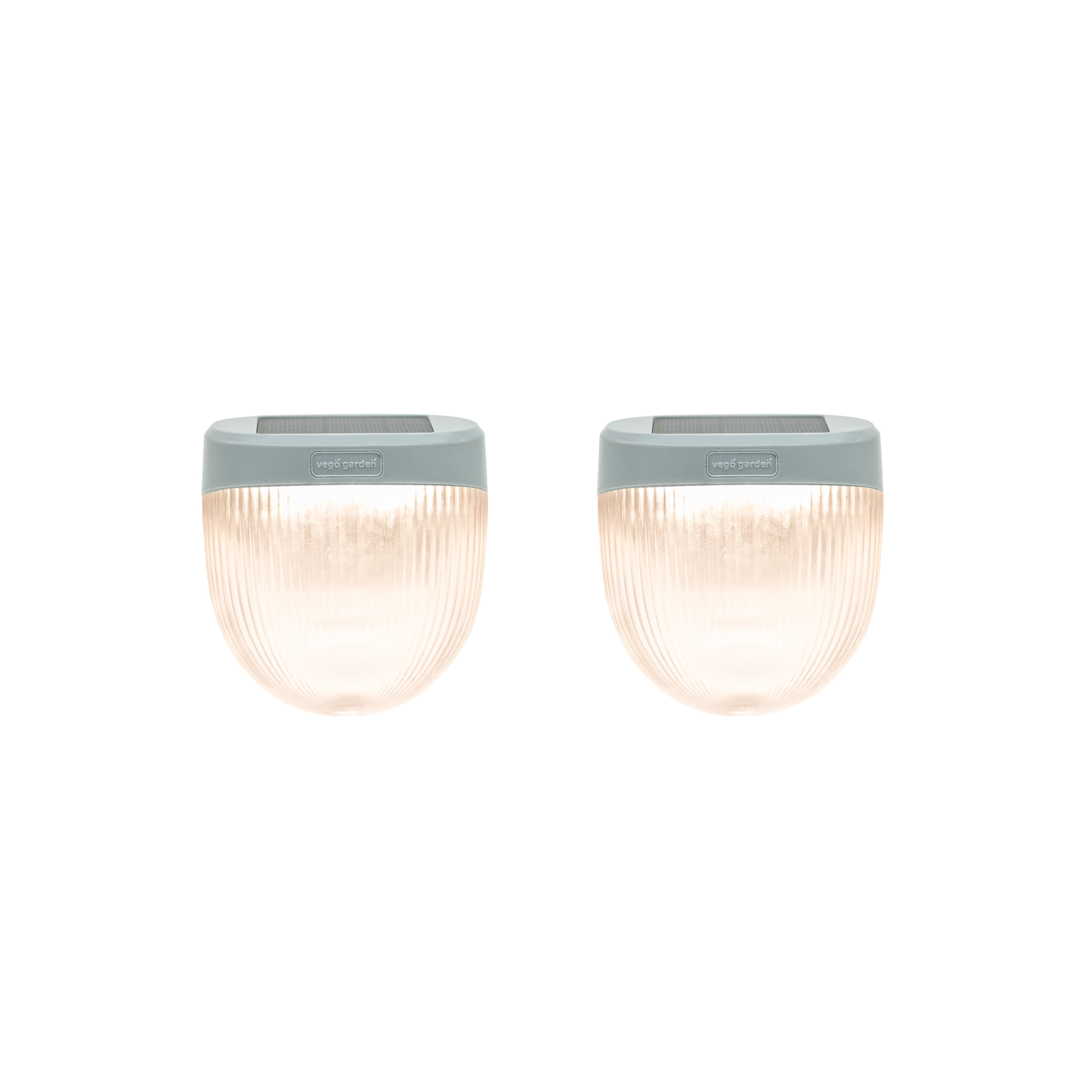 Pebble Gray Rippled Solar Powered LED Garden Light Set