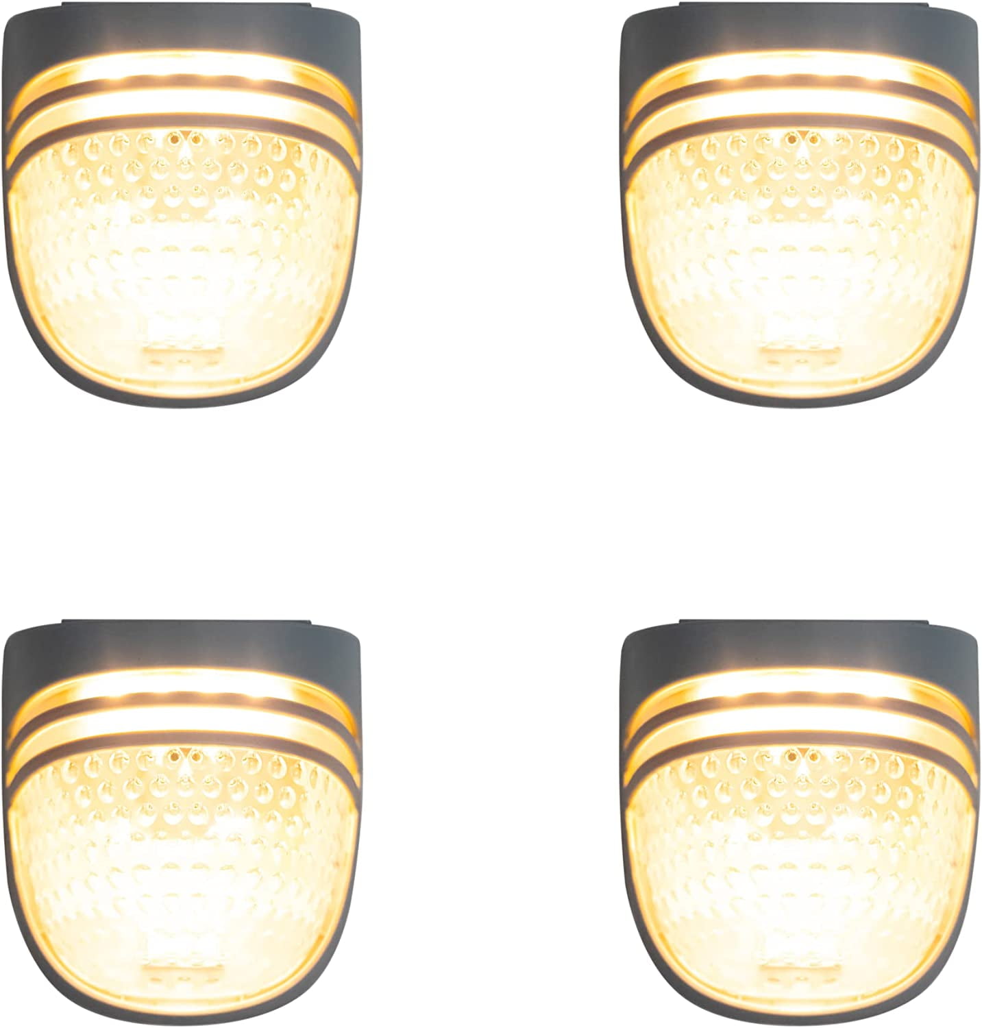 Dappled-Pebble Gray Solar Powered LED Deck Light Pack, 4 Pack
