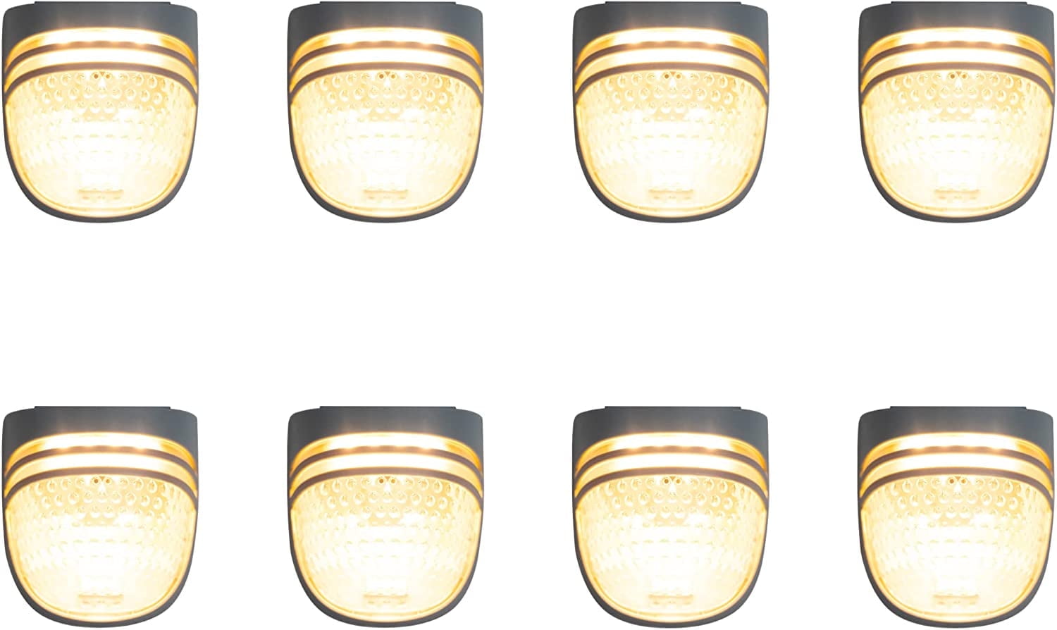 Dappled-Pebble Gray 8-Pack Solar LED Garden Lights