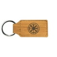 thumbnail image 1 of Vegvisir Navigation Compass of Vikings Keychain Leatherette Rectangle - Laser Engraved - Many Colors - Key Chain Ring - ancient medieval icelandic - Bamboo, 1 of 2