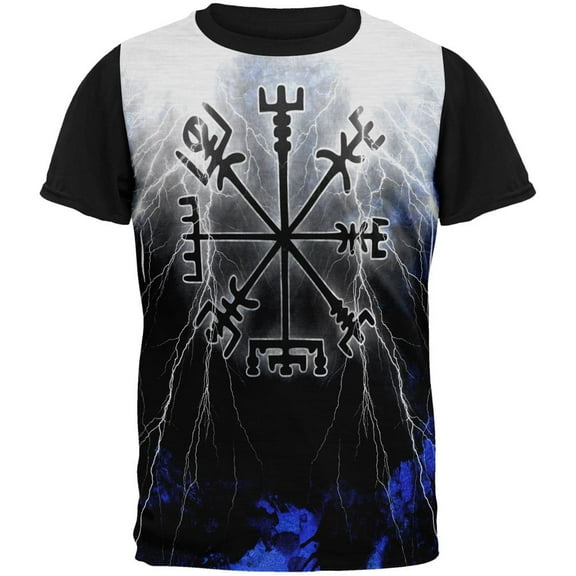 Vegvisir Nordic Viking Storm Compass All Over Mens Black Back T Shirt Multi SM